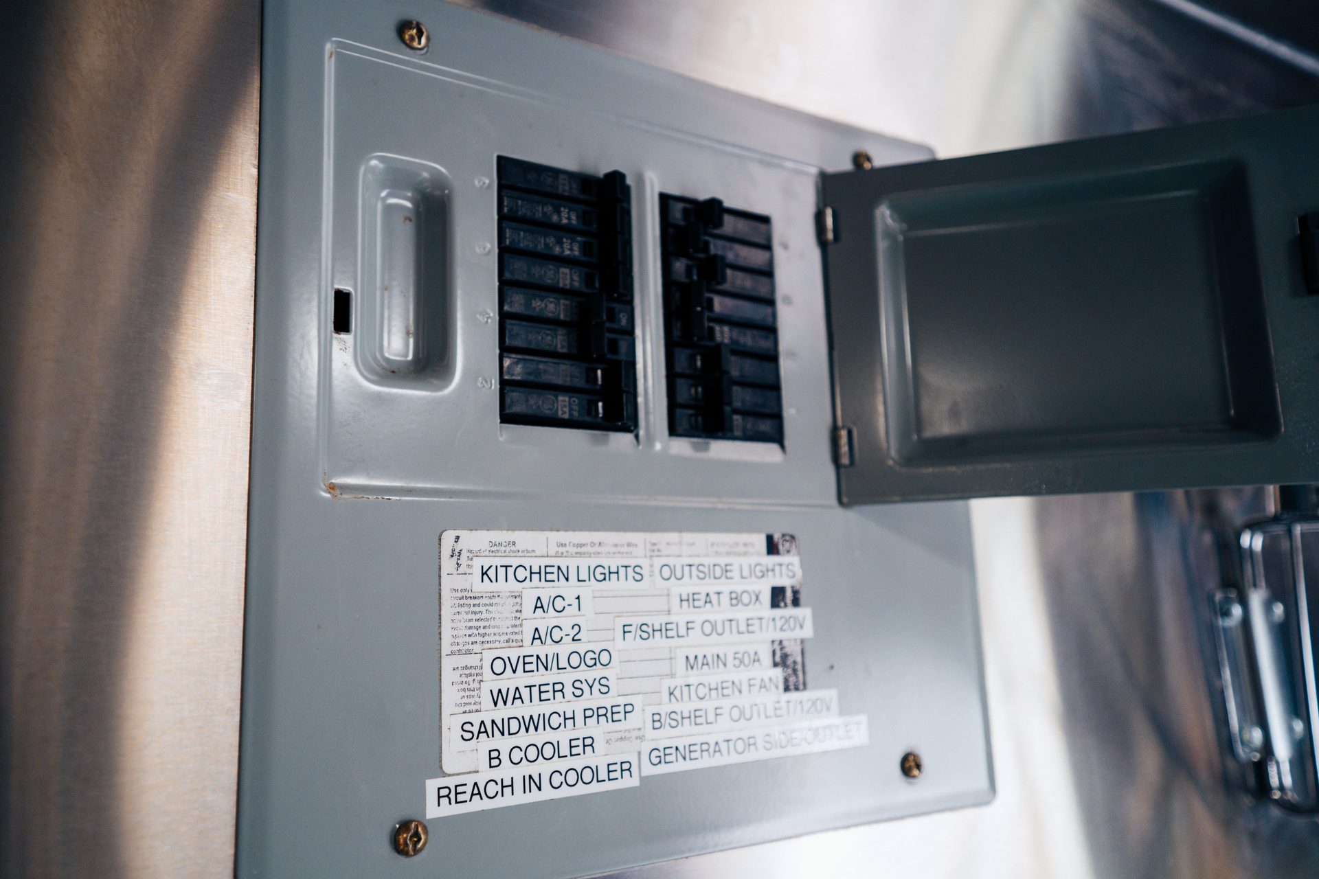 Electrical panel with circuit labels