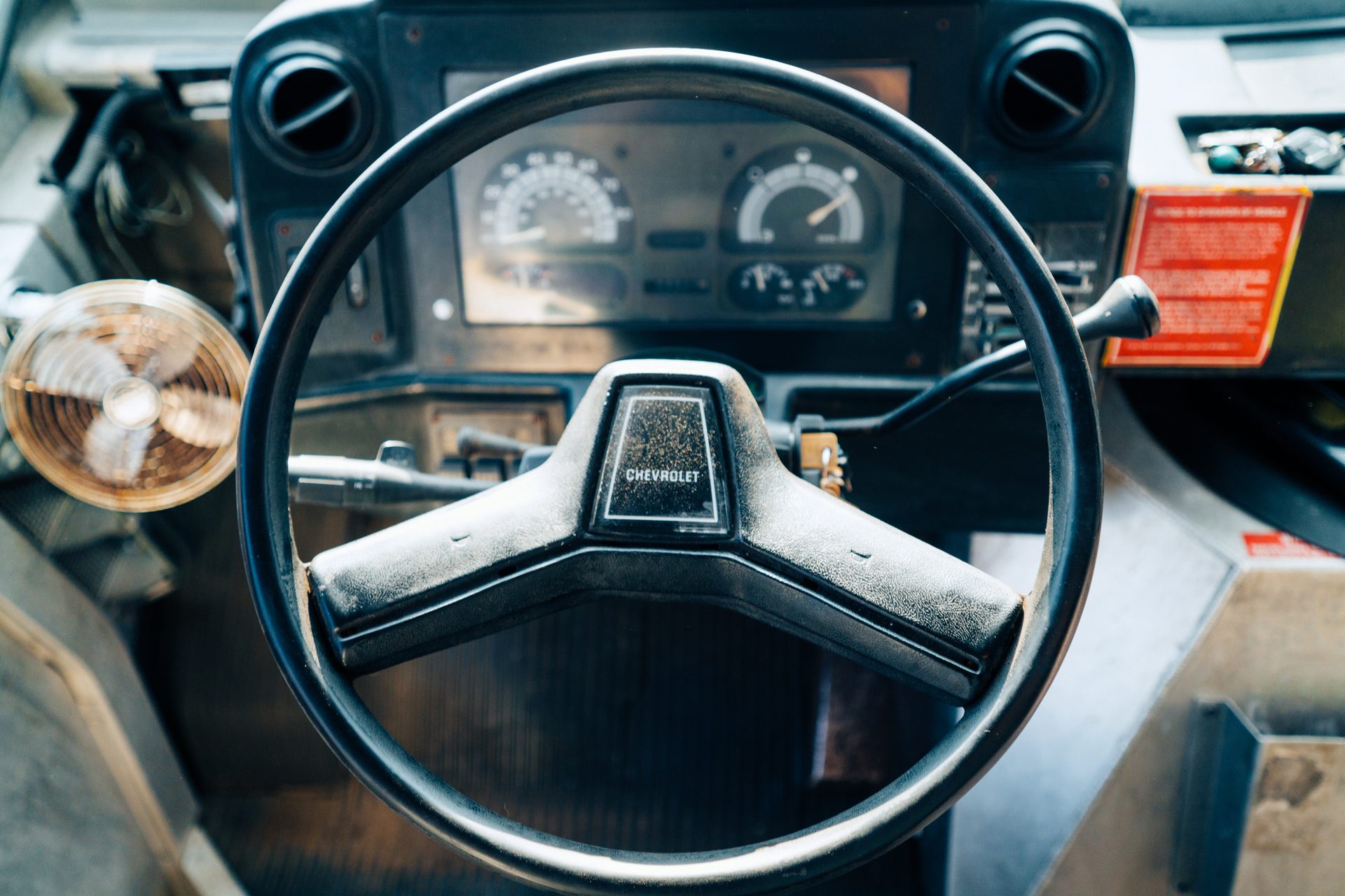 Steering wheel and dashboard close-up