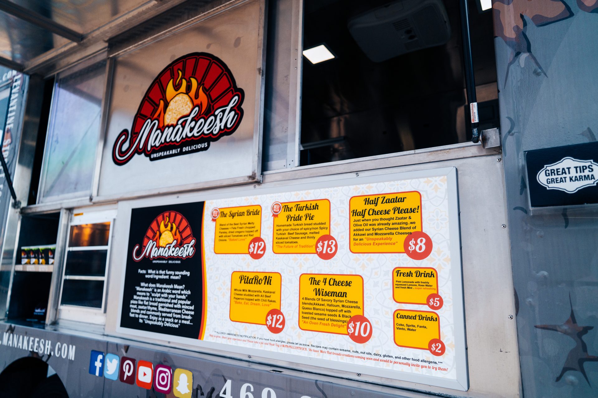 Exterior displaying menu and branding